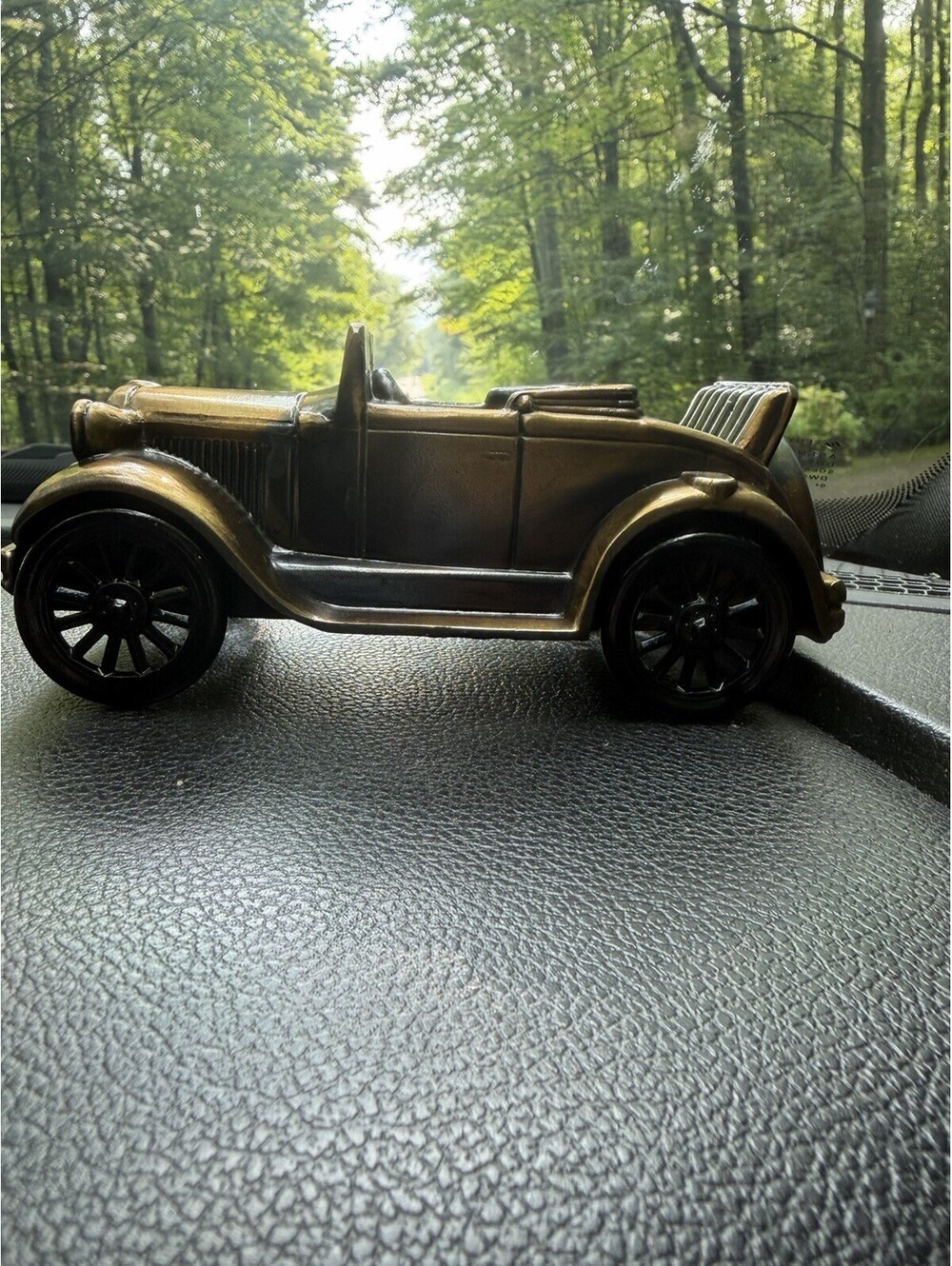1974 BANTHRICO 1929 FORD ROADSTER Cast Metal Brass Plated Coin Bank Chicago USA